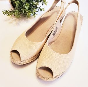 Naturalizer Nude Sheen Espadrille Wedges Sz. 8